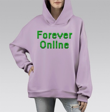 Всегда Онлайн, Hoodie Mono Fiolet, оверсайз, утепленная