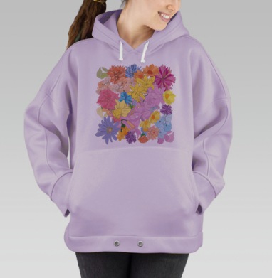 Взрыв красок летнего цветочного сада, Hoodie Oversize Fiolet