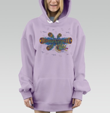 Взрывные Биты: энергичный неоновый взрыв музыки, Hoodie Mjhigh Dig Mel, Fiolet, утепленная