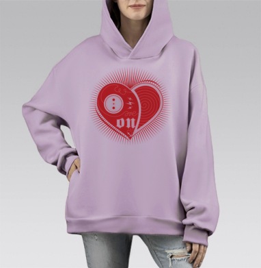 WE ARE ONE            (жен.), Hoodie Mono Fiolet, оверсайз, утепленная