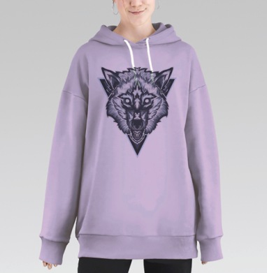 Wolf / Волк, Hoodie Long Oversize Fiolet