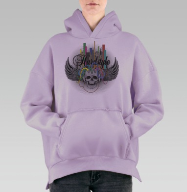 Хардстайл, Hoodie Oversize Fiolet, утепленная