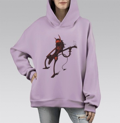 Хэви дэвил, Hoodie Mono Fiolet, оверсайз, утепленная