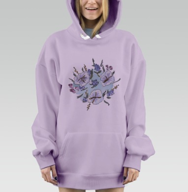 ХЛОПКОВЫЙ БУКЕТ, Hoodie Mjhigh Dig Mel, Fiolet, утепленная