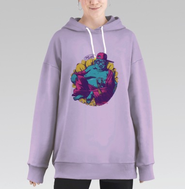 Хотей хочет, чтобы ему погладили животик., Hoodie Long Oversize Fiolet