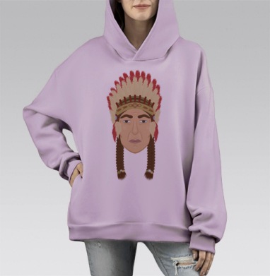 Храбрый вождь, Hoodie Mono Fiolet, оверсайз, утепленная