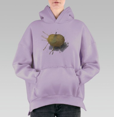 Яблоко акварелью, Hoodie Oversize Fiolet, утепленная