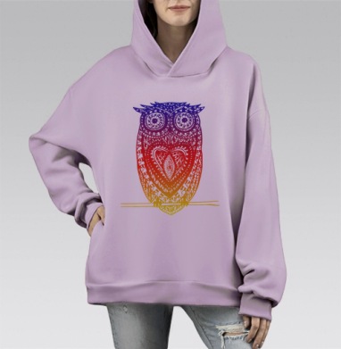 ЯНЕСПЛЮЯНЕСПЛЮ СОВА, Hoodie Mono Fiolet, оверсайз, утепленная