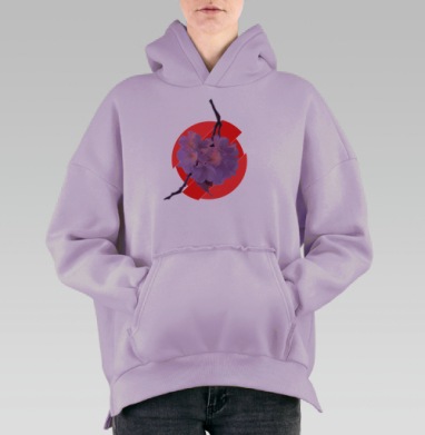 Японская весна, Hoodie Oversize Fiolet, утепленная