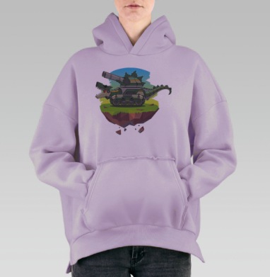 Японский монстр, Hoodie Oversize Fiolet, утепленная