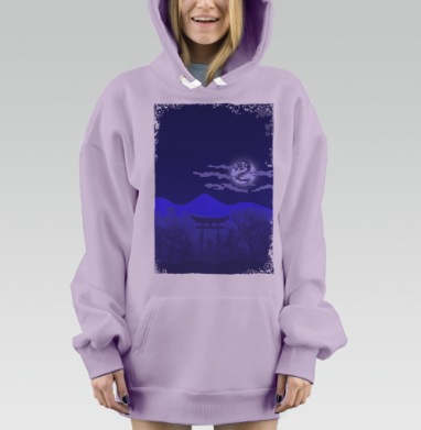 Японский Мотив, Hoodie Mjhigh Dig Mel, Fiolet, утепленная