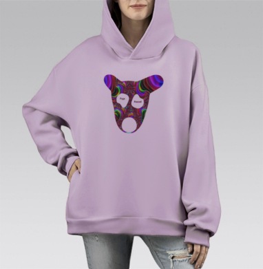 Яркая абстрактная маска Page Found, Hoodie Mono Fiolet, оверсайз, утепленная