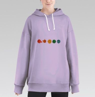 Яркая акварельная палитра цветов, Hoodie Long Oversize Fiolet
