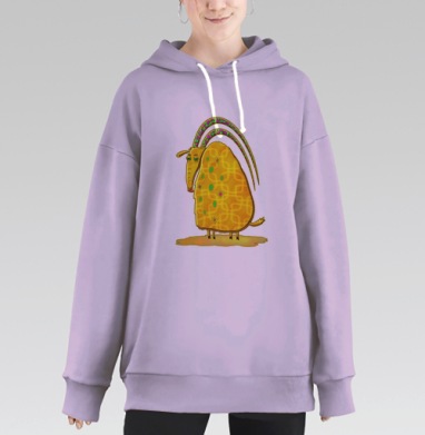 Яркая антилопа с узорчатыми рогами, Hoodie Long Oversize Fiolet
