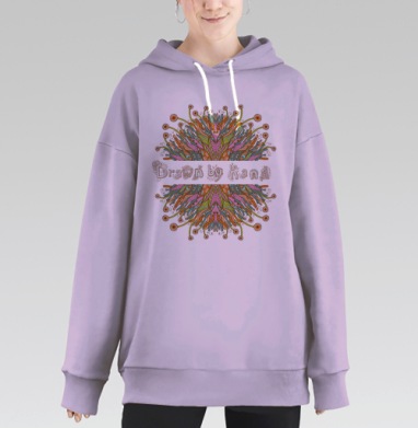 Яркая мандала ручной работы с орнаментом, Hoodie Long Oversize Fiolet