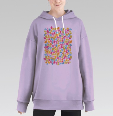 Яркий абстрактный узор из разноцветных капель, Hoodie Long Oversize Fiolet
