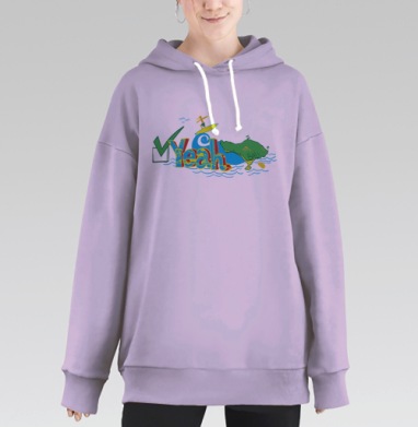 Яркий летний принт с серфингом и Бали, Hoodie Long Oversize Fiolet