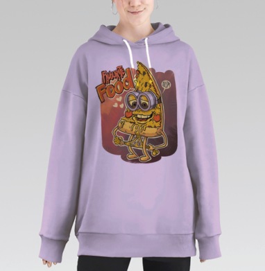 Забавная пицца с расплавленным сыром и улыбкой, Hoodie Long Oversize Fiolet