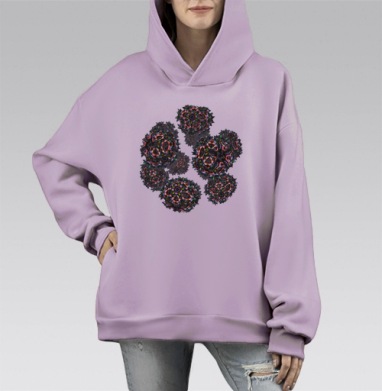 Загадочные металлические кристаллы 3D, Hoodie Mono Fiolet, оверсайз, утепленная