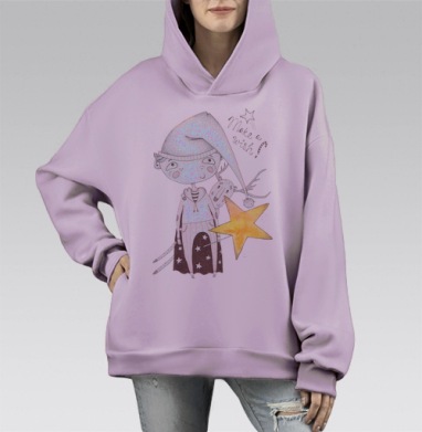 Загадывай, Hoodie Mono Fiolet, оверсайз, утепленная