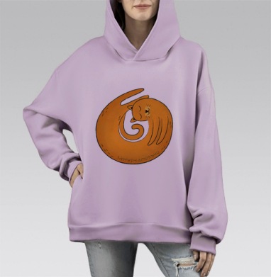 Замурчательно, Hoodie Mono Fiolet, оверсайз, утепленная