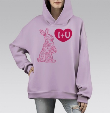 Зайка, Hoodie Mono Fiolet, оверсайз, утепленная
