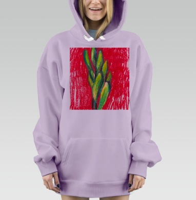 Зеленый цветок на красном, Hoodie Mjhigh Dig Mel, Fiolet, утепленная