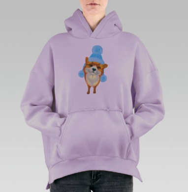 Зимний лисёнок, Hoodie Oversize Fiolet, утепленная