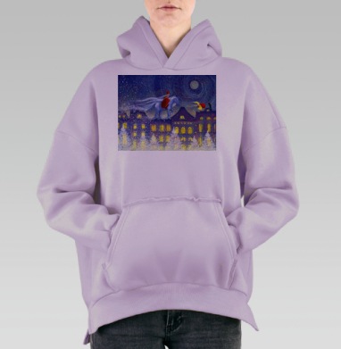 Зимняя сказка, Hoodie Oversize Fiolet, утепленная