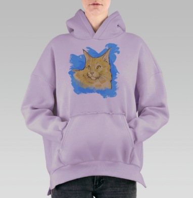 Золотоглазый кот, Hoodie Oversize Fiolet, утепленная