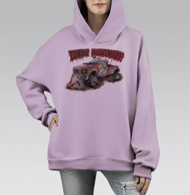 Зомби Кар, Hoodie Mono Fiolet, оверсайз, утепленная