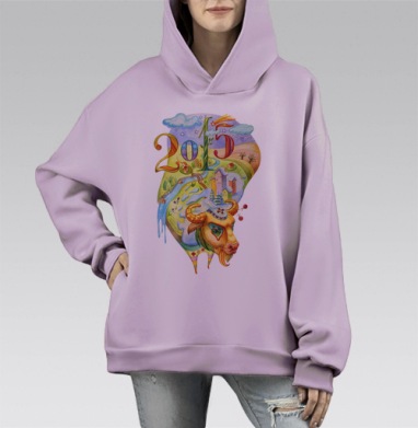 Зубр, Hoodie Mono Fiolet, оверсайз, утепленная