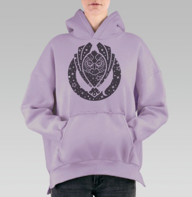 Звездная сова серый, Hoodie Oversize Fiolet, утепленная