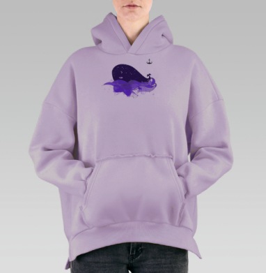 Звездный кит, Hoodie Oversize Fiolet, утепленная