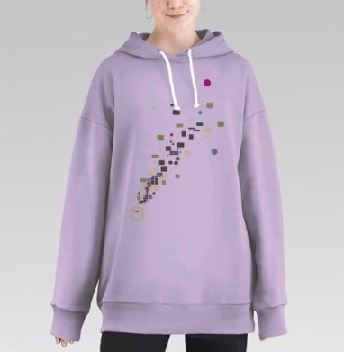 Абстрактное извержение данных иллюстрация упорядоченного хаоса, Hoodie Long Oversize Fiolet