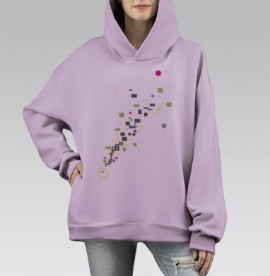 Абстрактное извержение данных иллюстрация упорядоченного хаоса, Hoodie Mono Fiolet, оверсайз, утепленная