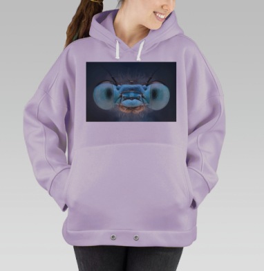 Акварельный портрет головы стрекозы, Hoodie Oversize Fiolet