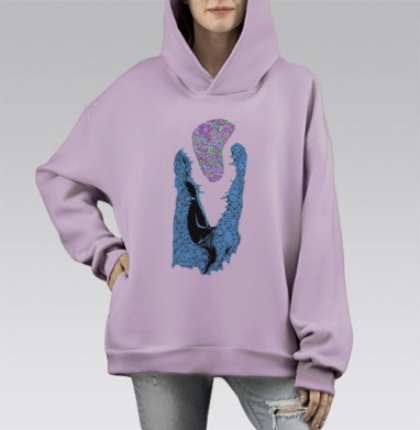 alligator / Аллигатор, Hoodie Mono Fiolet, оверсайз, утепленная