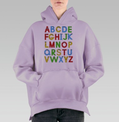 Английский алфавит, Hoodie Oversize Fiolet, утепленная