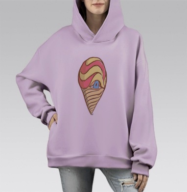Arabic Cream / Арабское мороженое, Hoodie Mono Fiolet, оверсайз, утепленная