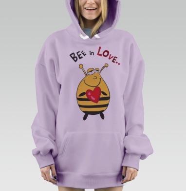 Bee in Love / Влюбленная пчела, Hoodie Mjhigh Dig Mel, Fiolet, утепленная