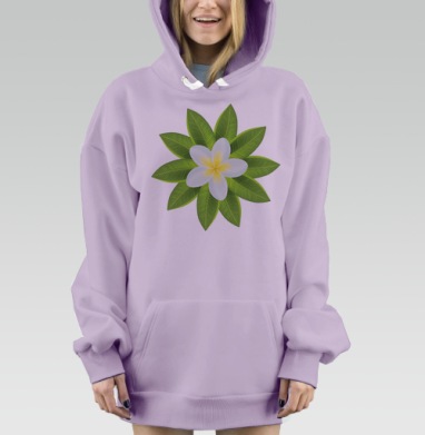 Белый Тропический Цветок, Hoodie Mjhigh Dig Mel, Fiolet, утепленная