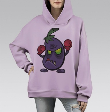 Боевой баклажан, Hoodie Mono Fiolet, оверсайз, утепленная