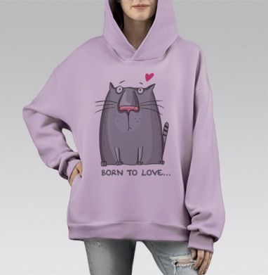 Born to LOVE / Рожден любить, Hoodie Mono Fiolet, оверсайз, утепленная