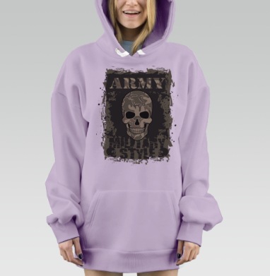 череп в стиле милитари, Hoodie Mjhigh Dig Mel, Fiolet, утепленная