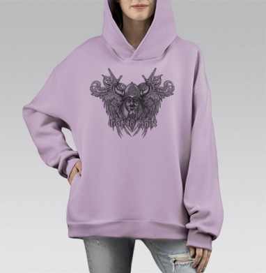 Черно белая мужская татуировка Нужно бороться суровый воин викинг, Hoodie Mono Fiolet, оверсайз, утепленная