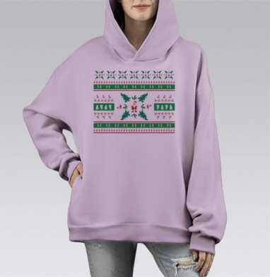 Чудесные праздничные елочки веселые снеговики Новогодний Санта Клаус, Hoodie Mono Fiolet, оверсайз, утепленная