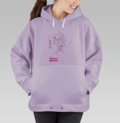 Цифровая деконструкция личности с абстрактной графикой, Hoodie Oversize Fiolet