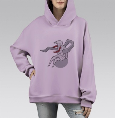 Цифровое расширение возможностей человека в футуристическом одиночестве, Hoodie Mono Fiolet, оверсайз, утепленная