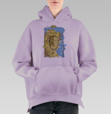 Цикличное космогоническое божество Майя MINAYA, Hoodie Oversize Fiolet, утепленная